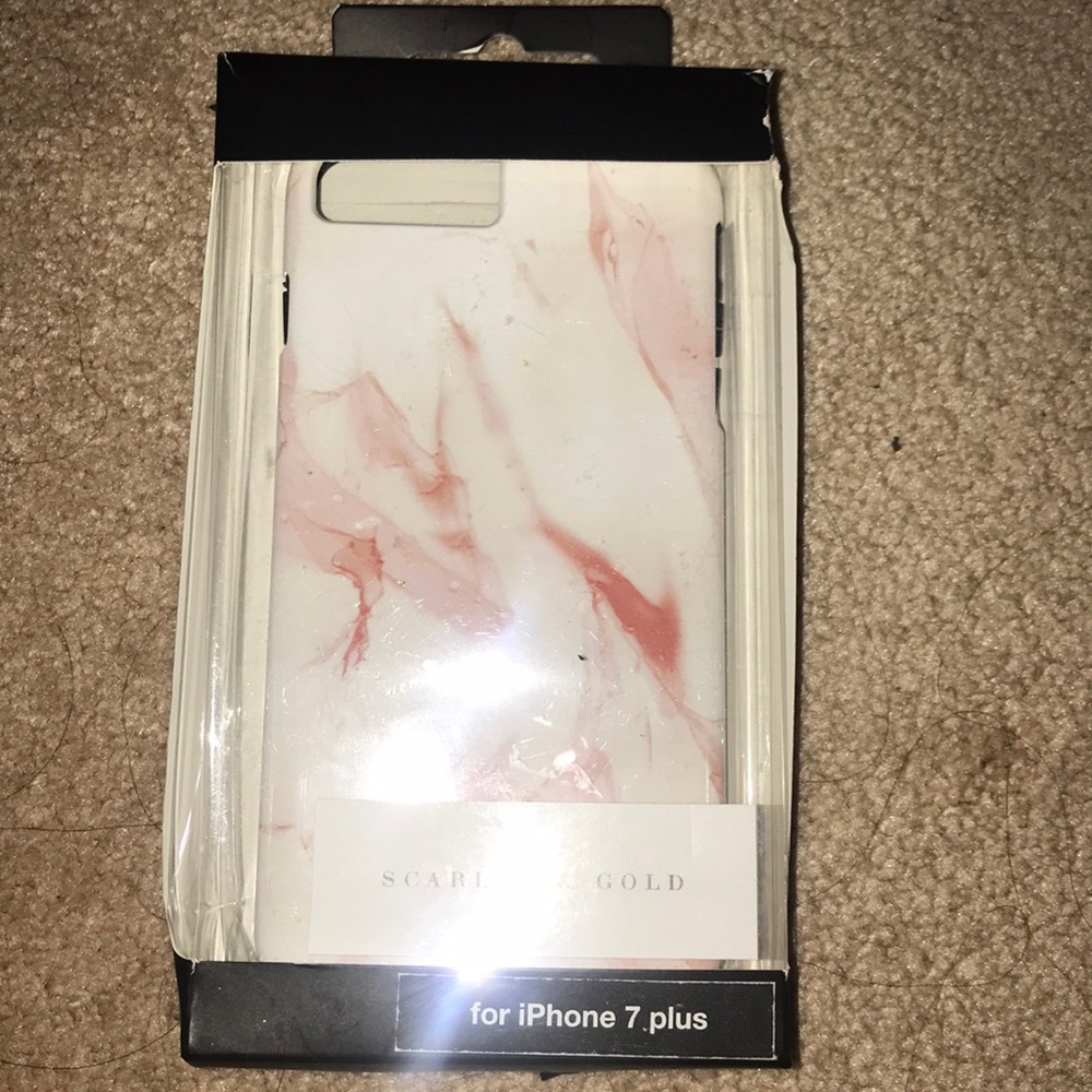 Scarlet & Gold Blush Marble iPhone 7 plus case
